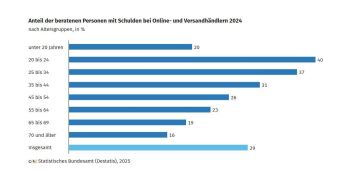 29 Prozent der Ratsuchern verschuldet bei Online Versandhändlern (Foto: Statistisches Bundesamt destatis)